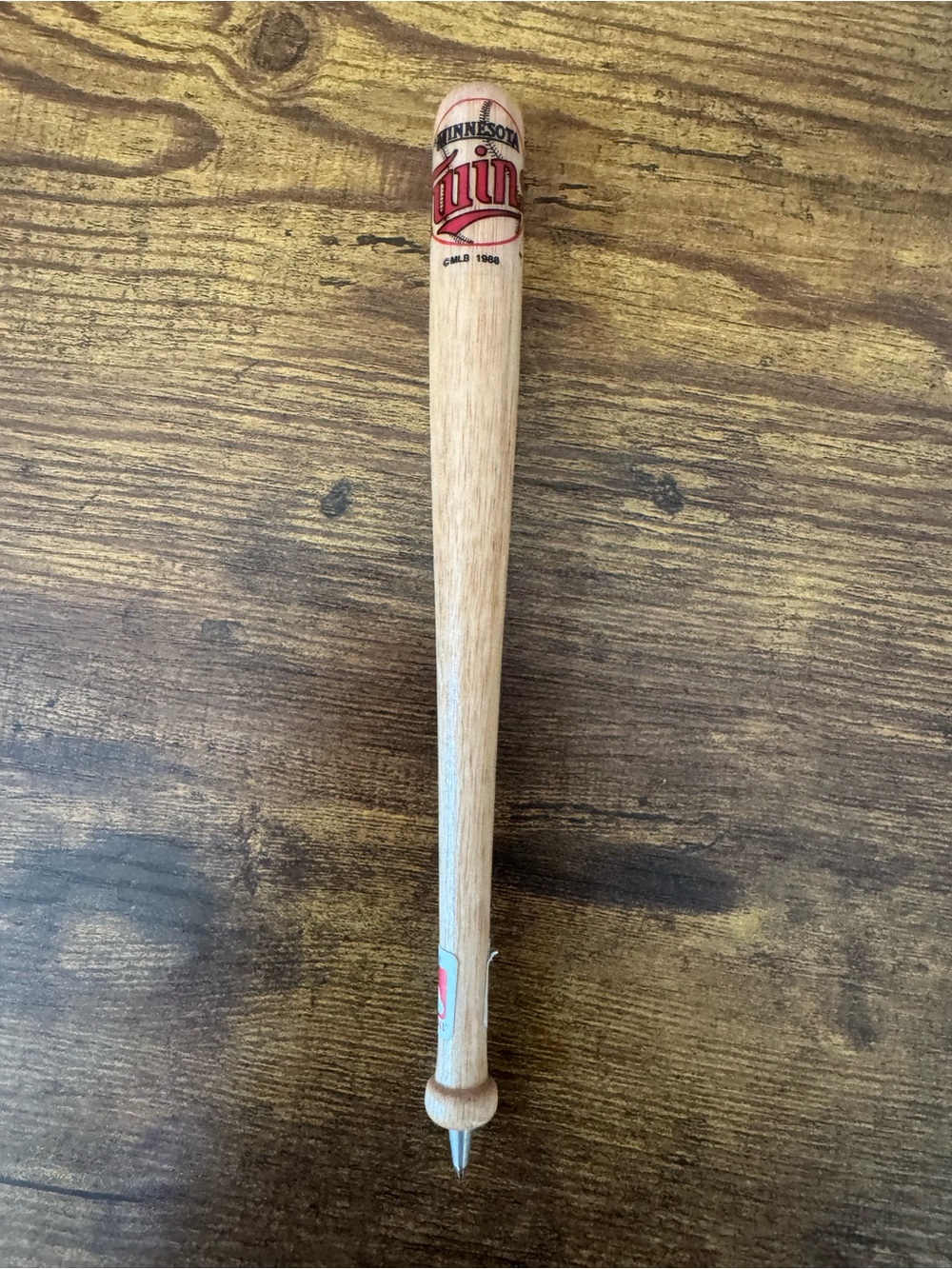 Minnesota Twins Vintage Mini Baseball Bat Pen MLB 1988 Wood Souvenir